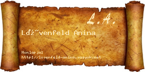 Lövenfeld Anina névjegykártya